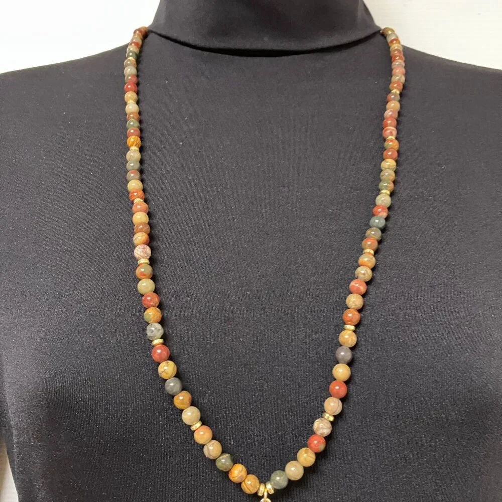 AGATE 6mm Beaded Necklace Bracelet CZ Dangle Pendant Stretch Handmade Brand NEW